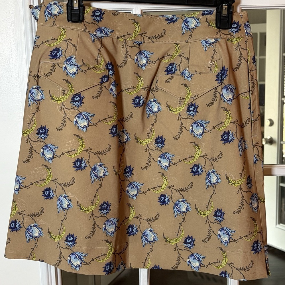 Nike Golf Skirt Women's Size 8 Floral Tan Blue Dri-Fit Stretch